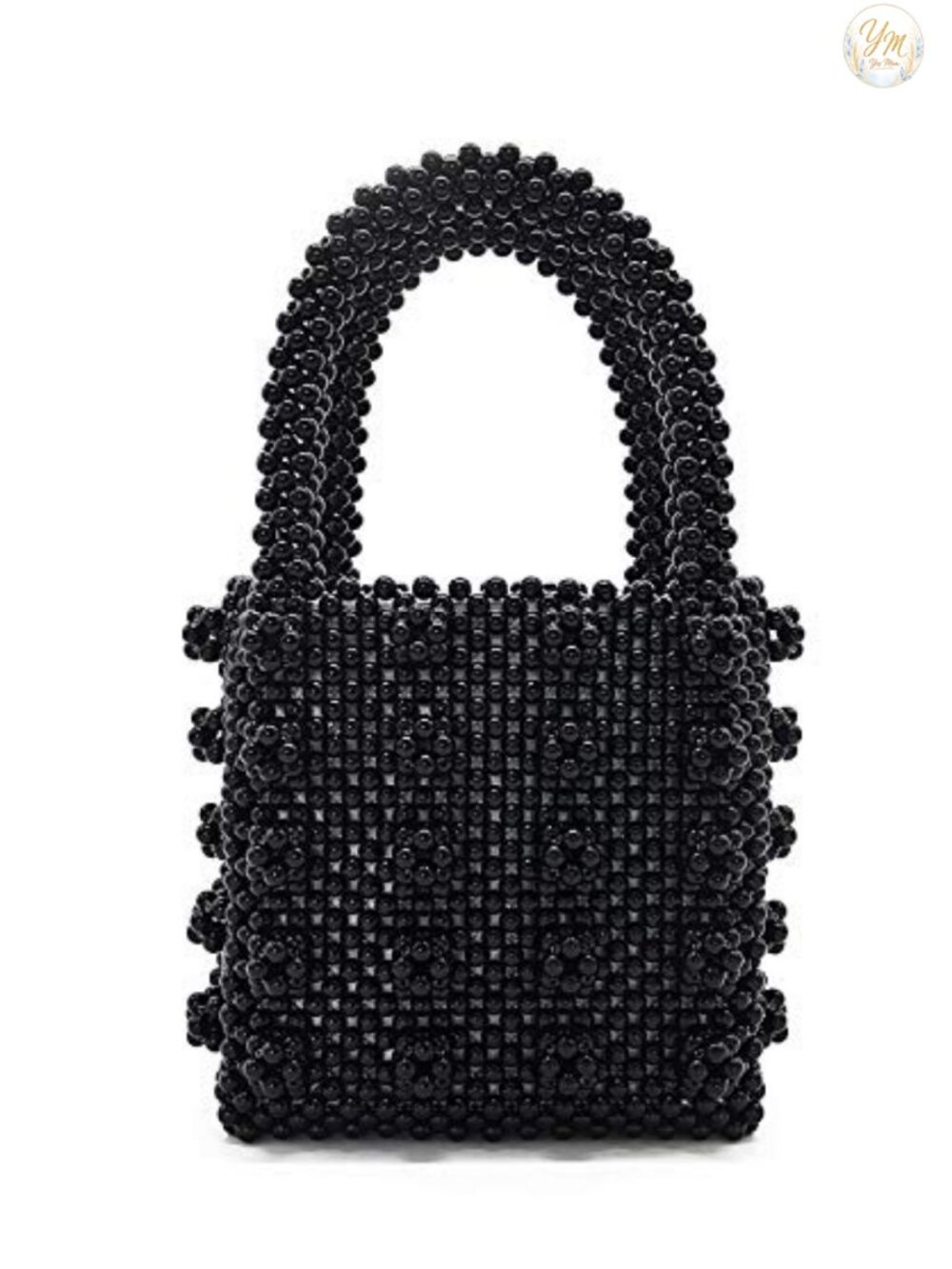 Handmade Faux Pearl Beaded Crystal Tote Handbag Women's Purse